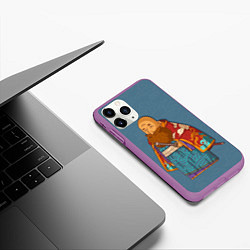 Чехол iPhone 11 Pro матовый Лысый самурай, цвет: 3D-фиолетовый — фото 2