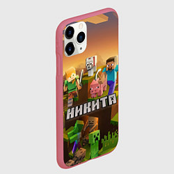 Чехол iPhone 11 Pro матовый Никита Minecraft, цвет: 3D-малиновый — фото 2