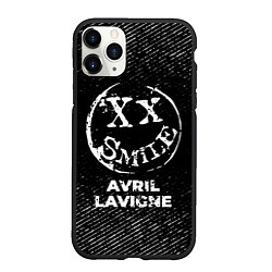 Чехол iPhone 11 Pro матовый Avril Lavigne с потертостями на темном фоне, цвет: 3D-черный