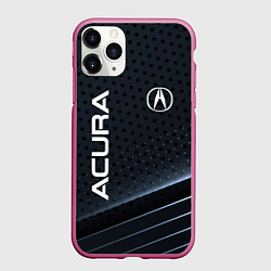 Чехол iPhone 11 Pro матовый Acura карбон, цвет: 3D-малиновый