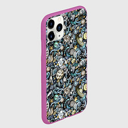 Чехол iPhone 11 Pro матовый Космонавт, ракета и планета, цвет: 3D-фиолетовый — фото 2