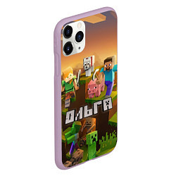 Чехол iPhone 11 Pro матовый Ольга Minecraft, цвет: 3D-сиреневый — фото 2