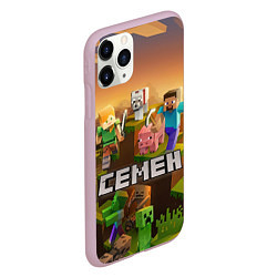 Чехол iPhone 11 Pro матовый Семен Minecraft, цвет: 3D-розовый — фото 2