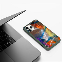 Чехол iPhone 11 Pro матовый Рисунок цветными мелками на асфальте, цвет: 3D-темно-зеленый — фото 2