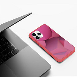 Чехол iPhone 11 Pro матовый Розовые геометрические фигуры, цвет: 3D-красный — фото 2