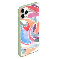 Чехол iPhone 11 Pro матовый Буйство красок акварель, цвет: 3D-салатовый — фото 2