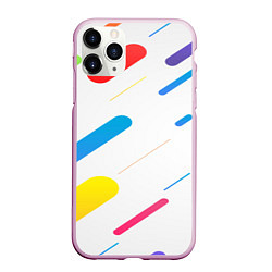 Чехол iPhone 11 Pro матовый Разноцветные круги и полосы, цвет: 3D-розовый