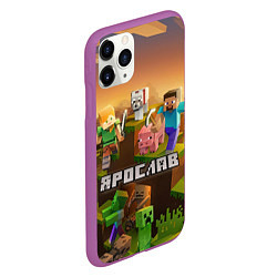 Чехол iPhone 11 Pro матовый Ярослав Minecraft, цвет: 3D-фиолетовый — фото 2