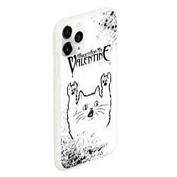 Чехол iPhone 11 Pro матовый Bullet For My Valentine рок кот на светлом фоне, цвет: 3D-белый — фото 2