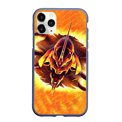 Чехол iPhone 11 Pro матовый Evangelion fire, цвет: 3D-серый