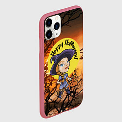 Чехол iPhone 11 Pro матовый Happy Halloween - Witch, цвет: 3D-малиновый — фото 2