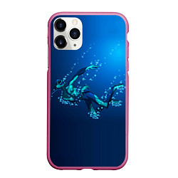 Чехол iPhone 11 Pro матовый Ихтиандр : человек - амфибия рисунок, цвет: 3D-малиновый