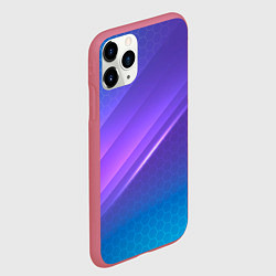 Чехол iPhone 11 Pro матовый Абстракция Неон соты, цвет: 3D-малиновый — фото 2