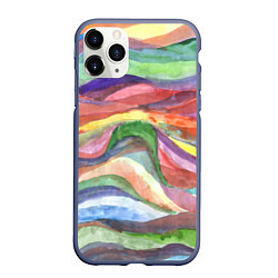 Чехол iPhone 11 Pro матовый Красочные волны акварель, цвет: 3D-серый