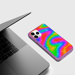 Чехол iPhone 11 Pro матовый Световые блики на радужном фоне, цвет: 3D-фиолетовый — фото 2