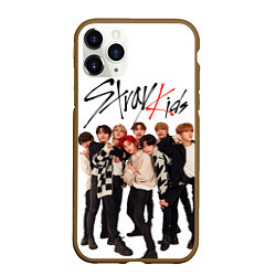 Чехол iPhone 11 Pro матовый Stray Kids white background, цвет: 3D-коричневый