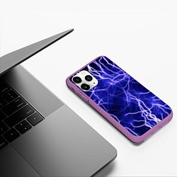 Чехол iPhone 11 Pro матовый Многочисленные молнии, цвет: 3D-фиолетовый — фото 2