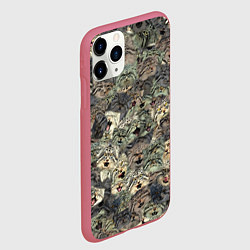 Чехол iPhone 11 Pro матовый Мануловый камуфляж, цвет: 3D-малиновый — фото 2