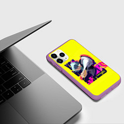Чехол iPhone 11 Pro матовый Люси из аниме Cyberpunk Edgerunners, цвет: 3D-фиолетовый — фото 2
