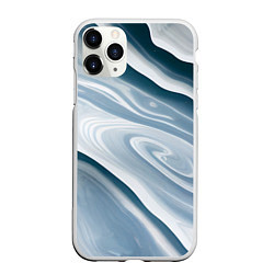 Чехол iPhone 11 Pro матовый Сине-белые разводы краски, цвет: 3D-белый