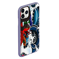 Чехол iPhone 11 Pro матовый Японский узор со змеей, цвет: 3D-серый — фото 2