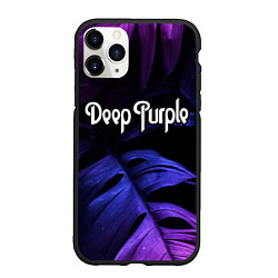 Чехол iPhone 11 Pro матовый Deep Purple neon monstera, цвет: 3D-черный