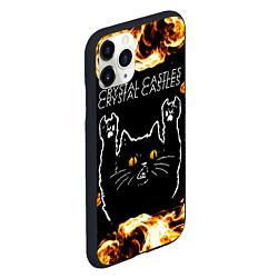 Чехол iPhone 11 Pro матовый Crystal Castles рок кот и огонь, цвет: 3D-черный — фото 2