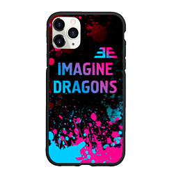 Чехол iPhone 11 Pro матовый Imagine Dragons - neon gradient: символ сверху, цвет: 3D-черный