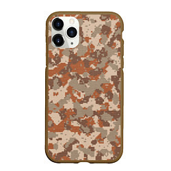 Чехол iPhone 11 Pro матовый Цифровой камуфляж - серо-коричневый, цвет: 3D-коричневый