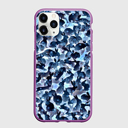 Чехол iPhone 11 Pro матовый Новогдние кролики, цвет: 3D-фиолетовый