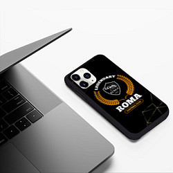 Чехол iPhone 11 Pro матовый Лого Roma и надпись legendary football club на тем, цвет: 3D-черный — фото 2