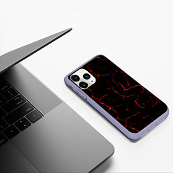 Чехол iPhone 11 Pro матовый Текстура лавы, цвет: 3D-светло-сиреневый — фото 2