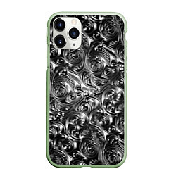 Чехол iPhone 11 Pro матовый Стальные узоры, цвет: 3D-салатовый