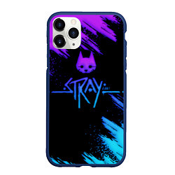 Чехол iPhone 11 Pro матовый Stray game neon, цвет: 3D-тёмно-синий