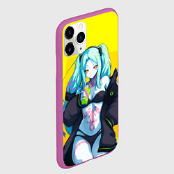 Чехол iPhone 11 Pro матовый Ребекка пьет коктель - Киберпанк аниме, цвет: 3D-фиолетовый — фото 2