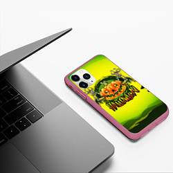 Чехол iPhone 11 Pro матовый Тыква - зомби хэллоуин, цвет: 3D-малиновый — фото 2