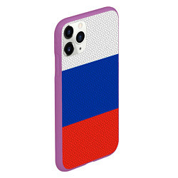 Чехол iPhone 11 Pro матовый Триколор - флаг России плетёный, цвет: 3D-фиолетовый — фото 2