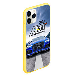 Чехол iPhone 11 Pro матовый Audi ABT - sportsline на трассе, цвет: 3D-желтый — фото 2