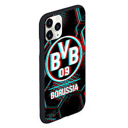 Чехол iPhone 11 Pro матовый Borussia FC в стиле glitch на темном фоне, цвет: 3D-черный — фото 2