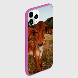 Чехол iPhone 11 Pro матовый Коровка на поле, цвет: 3D-фиолетовый — фото 2
