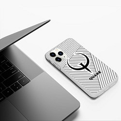 Чехол iPhone 11 Pro матовый Символ Quake на светлом фоне с полосами, цвет: 3D-белый — фото 2