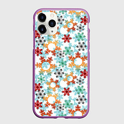 Чехол iPhone 11 Pro матовый Новогодний декор бумажные разноцветные снежинки, цвет: 3D-фиолетовый