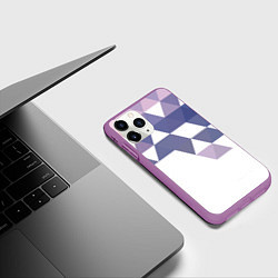 Чехол iPhone 11 Pro матовый Розово-фиолетовый паттерн и белый фон, цвет: 3D-фиолетовый — фото 2