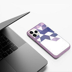 Чехол iPhone 11 Pro матовый Розово-фиолетовый паттерн и белый фон, цвет: 3D-сиреневый — фото 2