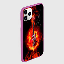 Чехол iPhone 11 Pro матовый Огненная гитара, цвет: 3D-фиолетовый — фото 2