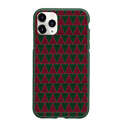 Чехол iPhone 11 Pro матовый Красные и зеленые треугольники, цвет: 3D-темно-зеленый