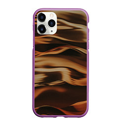 Чехол iPhone 11 Pro матовый Тёмно-золотые нановолны, цвет: 3D-фиолетовый