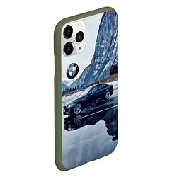 Чехол iPhone 11 Pro матовый БМВ у горного озера, цвет: 3D-темно-зеленый — фото 2