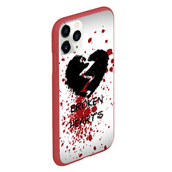 Чехол iPhone 11 Pro матовый Разбитое черное сердце, цвет: 3D-красный — фото 2
