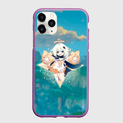 Чехол iPhone 11 Pro матовый Паймон в примогеме, цвет: 3D-фиолетовый